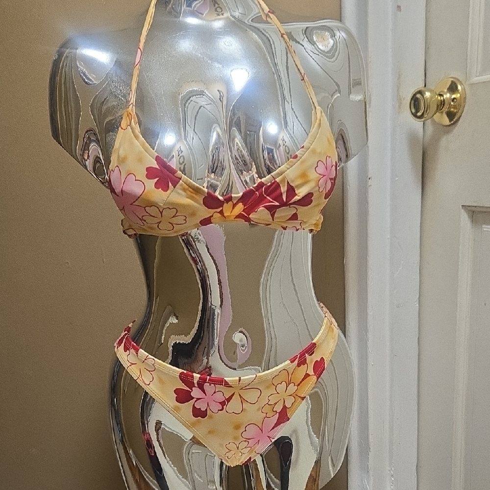 Guess Yellow and Red Bikini Swim Set